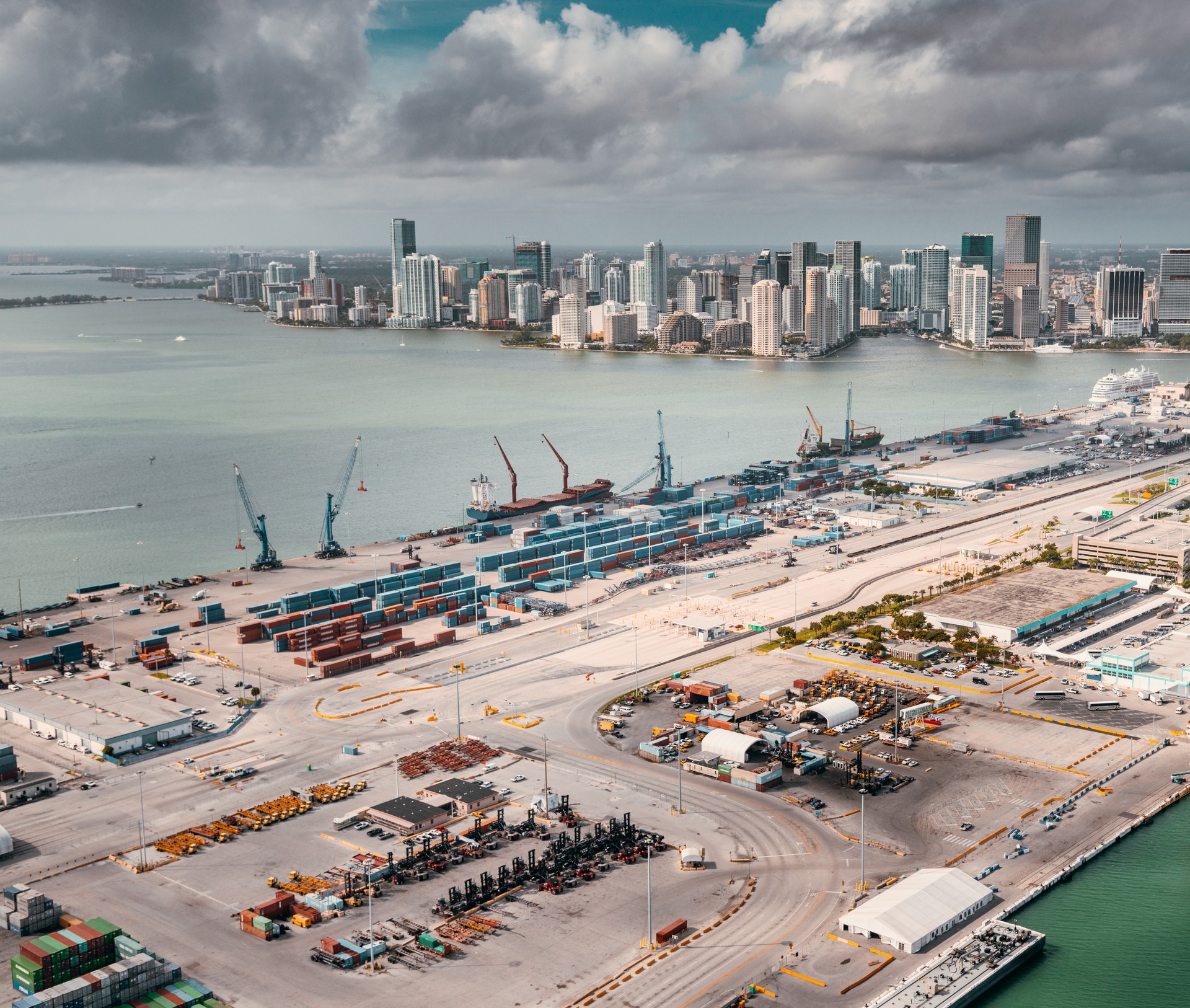 miami skyline with the harbour in the foreground